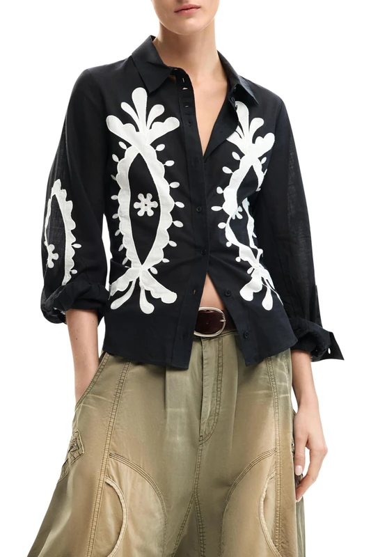 Desigual Women's Flora T-Shirt, Black/White, XS - Image 1
