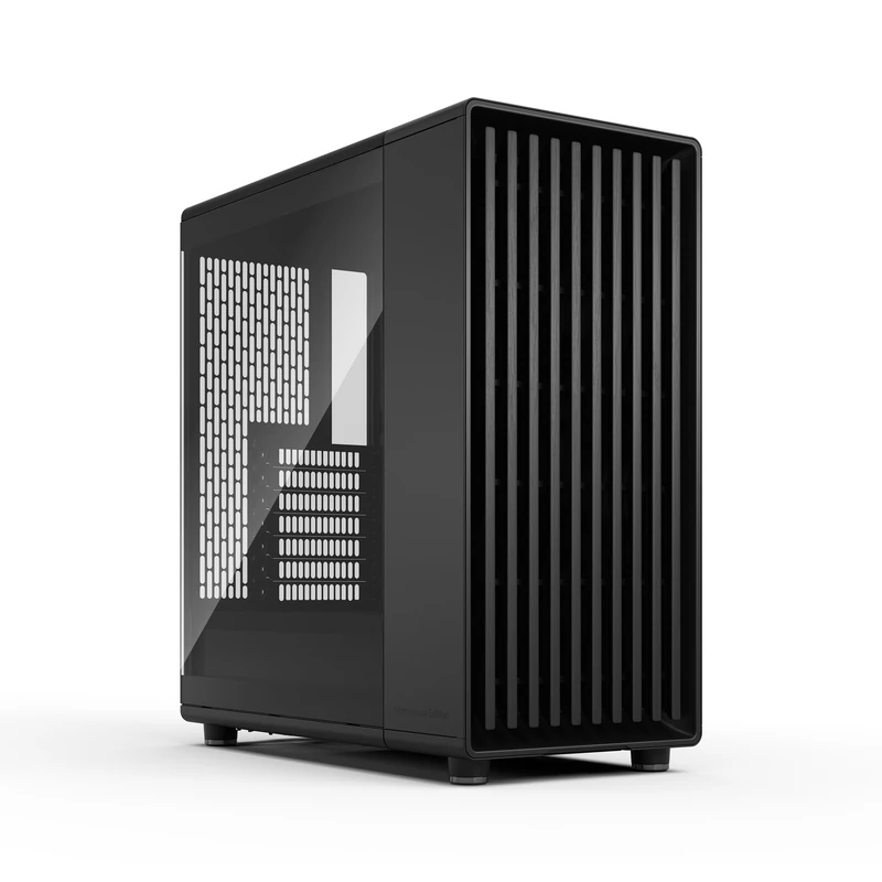 Fractal Design North Momentum Black - Glass Side Panel - Genuine Blackened Oak Wood Front - High Airflow PC Gaming Case - Three powerful 120mm Momentum Fans Included - ATX Support