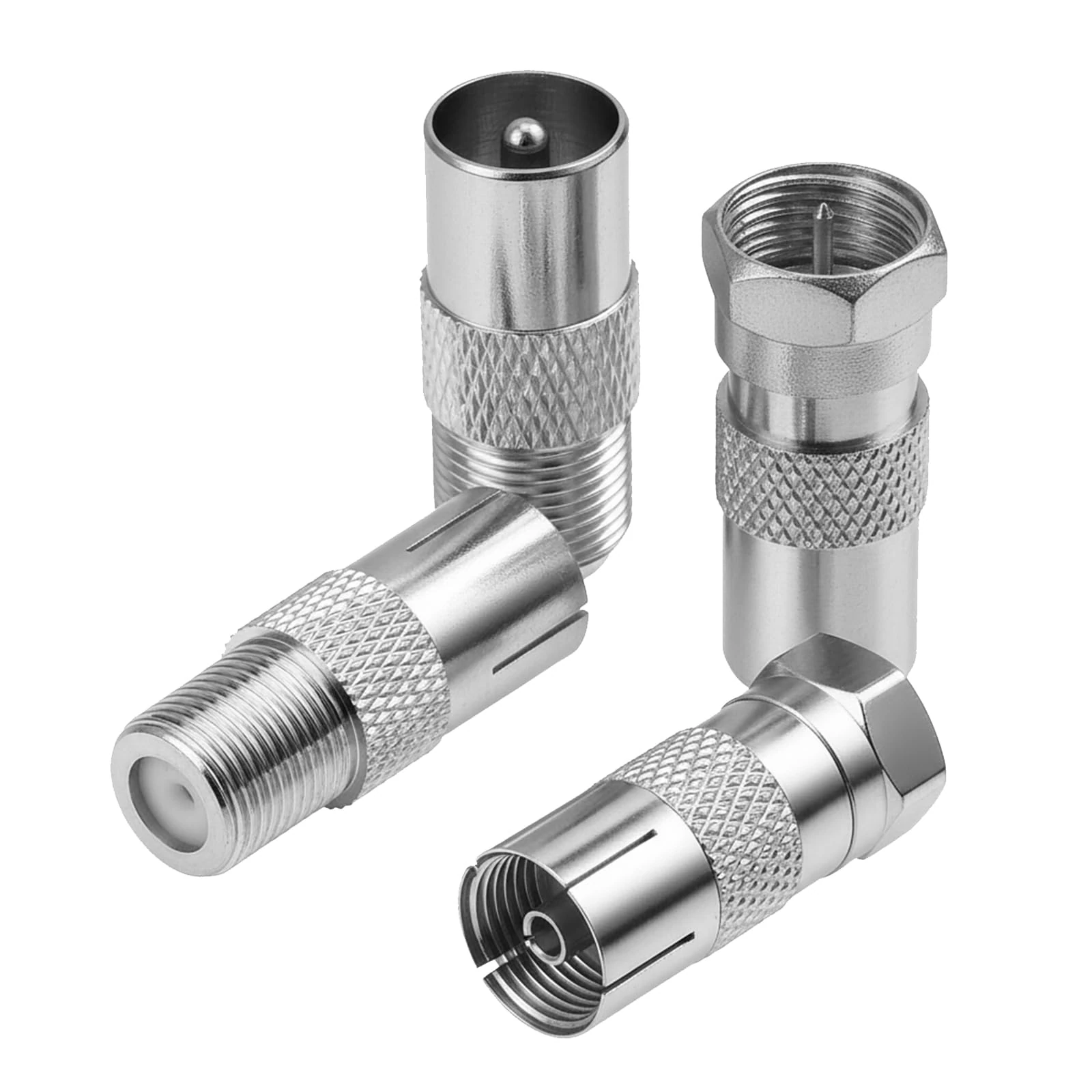 4 Pcs F Type to Coax Adapter Kit for Satellite, Antenna, TV Aerial Adapter, Compatible with TV, Router, Modem, Satellite Receiver, Audio/Video Equipment