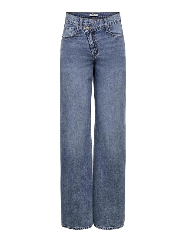 ONLY Women's Onlhope Mw Wideuneven Closure DNM PIM, Medium Blue (Medium Blue Denim), 30W x 32L