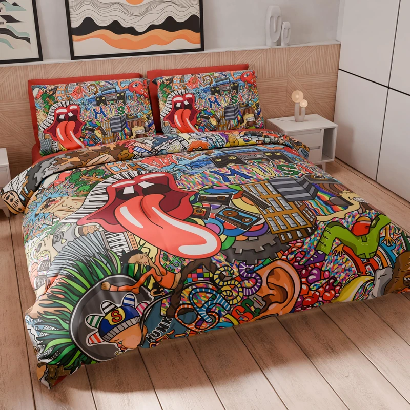 PETTI Artigiani Italiani - Maxi Double Duvet Cover Set 260 x 240 cm (2 Pillowcases 63 x 63 cm Included), Microfibre Duvet Cover Set with Digital Murals Print - Made in Italy - Image 1