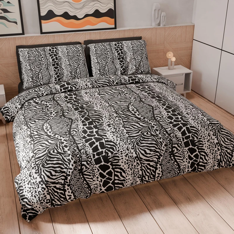 PETTI Artigiani Italiani - Double duvet cover 230 x 220 cm (2 pillowcases 75 x 50 cm included), microfibre animal print bedding set 05 - Made in Italy