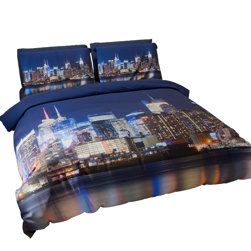 PETTI Artigiani Italiani - Maxi Double Duvet Cover Set 260 x 220 cm (2 Pillowcases 75 x 50 cm Included), Microfibre Duvet Cover Set with Digital Print New York - Made in Italy