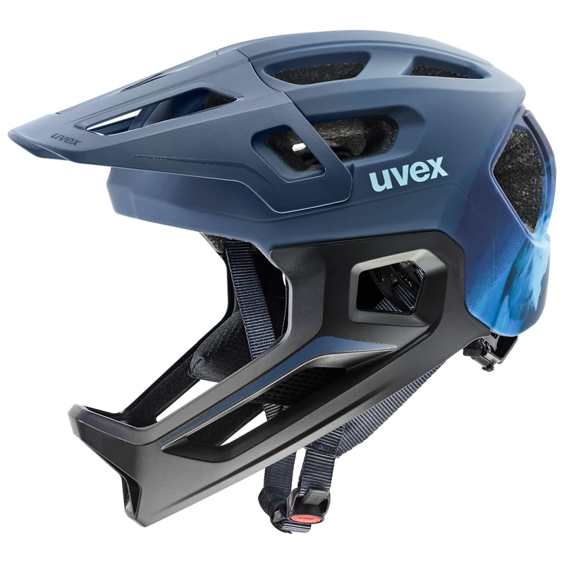 uvex react jr. fullface - lightweight bike helmet for kids - individual fit - washable interior - dusk blue matt - 52-56 cm