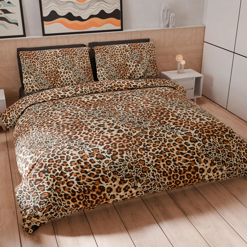 PETTI Artigiani Italiani - Duvet Cover Set Double 200 x 200 cm (2 Pillowcases 75 x 50 cm Included), Microfibre Duvet Cover Set with Digital Animal Print 04 - Made in Italy