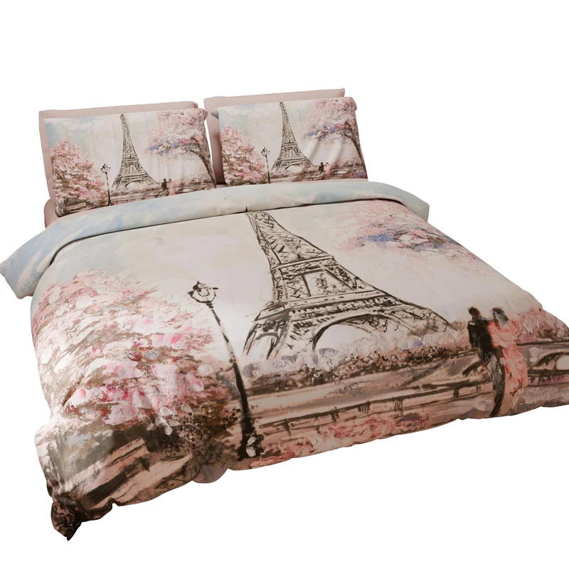 PETTI Artigiani Italiani - Maxi Double Duvet Cover Set 260 x 220 cm (2 Pillowcases 75 x 50 cm Included), Microfibre Duvet Cover Set with Paris Digital Print - Made in Italy