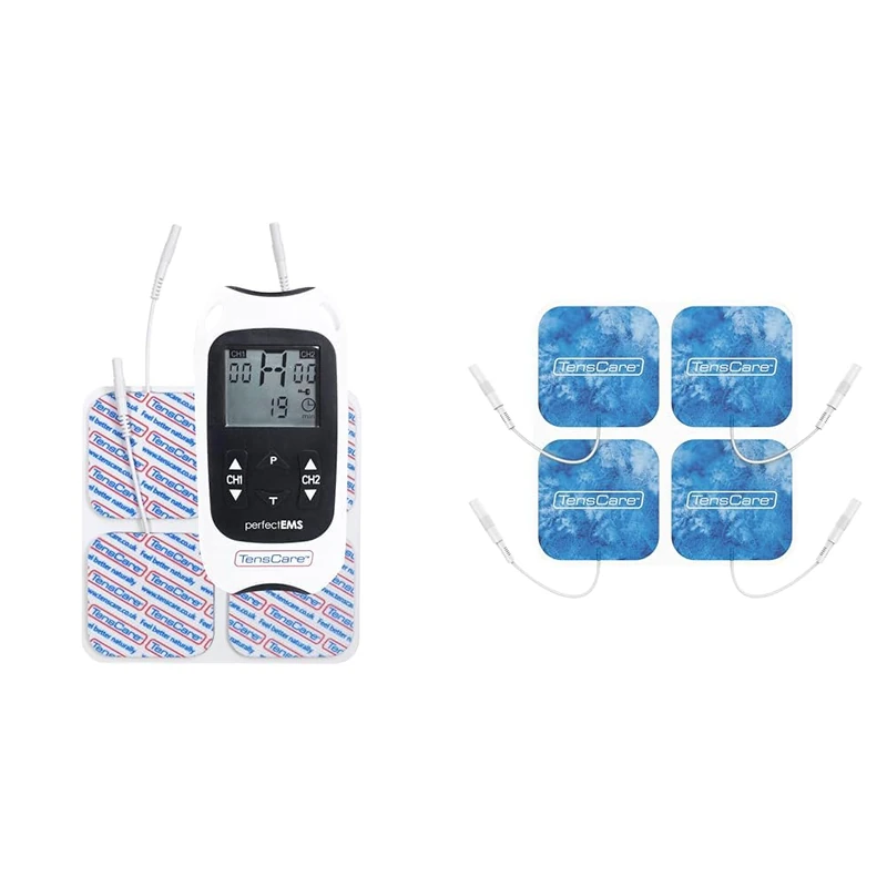 TensCare EMS Recovery Bundle – Perfect EMS Unit with Menthol & Lidocaine Electrodes for Post-Workout & Injury Pain Relief