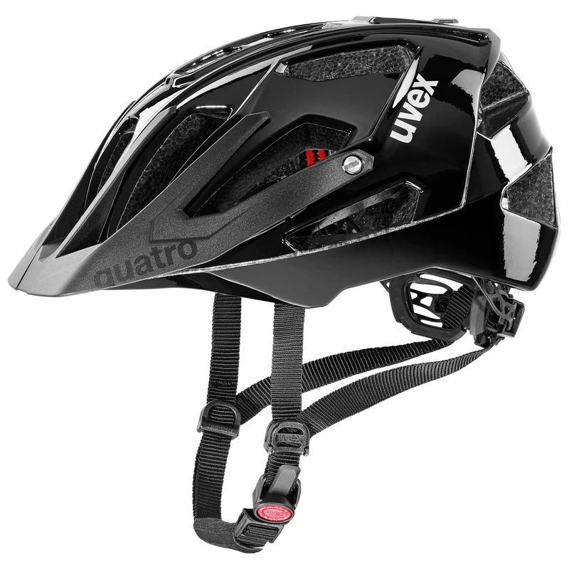 uvex quatro - secure bike helmet for men and women - individual fit - adjustable shield - all black - 52-57 cm
