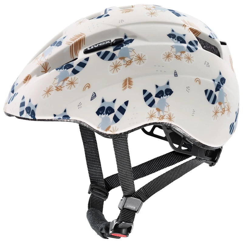 uvex kid 2 cc - lightweight bike helmet for kids - individual fit - upgradable with an LED light - raccoon matt - 46-52 cm