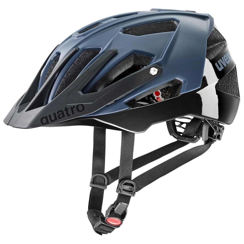 uvex quatro cc - secure bike helmet for men and women - individual fit - adjustable shield - dusk blue-black matt - 56-61 cm