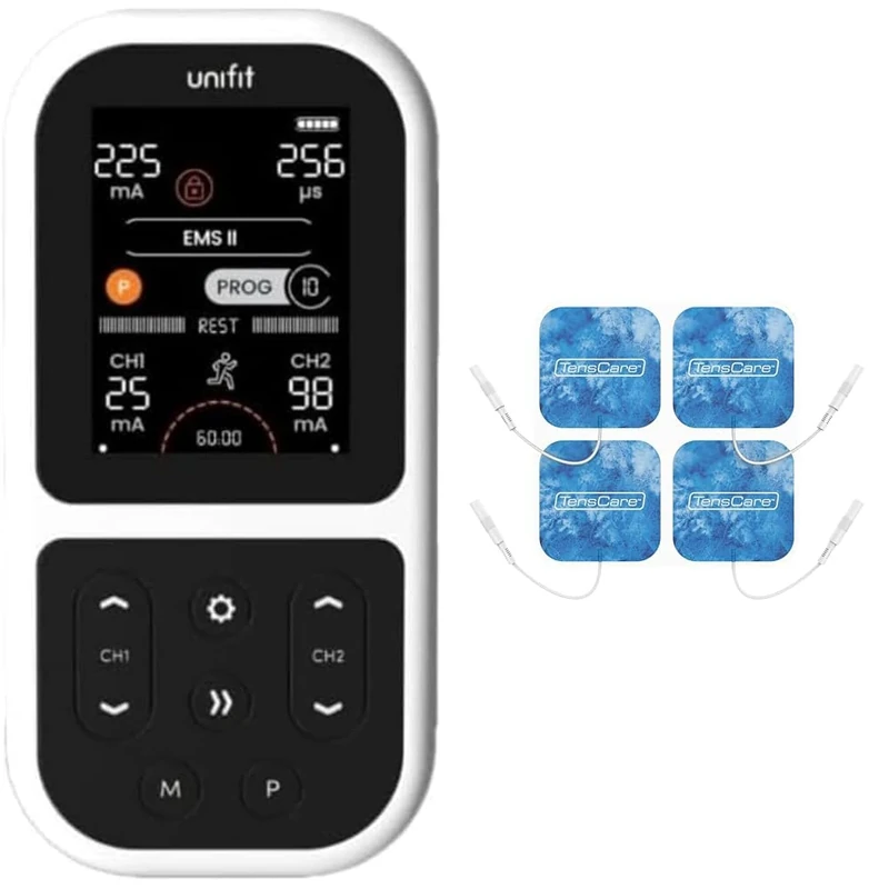 TensCare Unifit TENS/EMS Unit with Cool Relief Pads – Soothe Pain, Rebuild Muscles & Relax with Menthol-Infused Electrodes