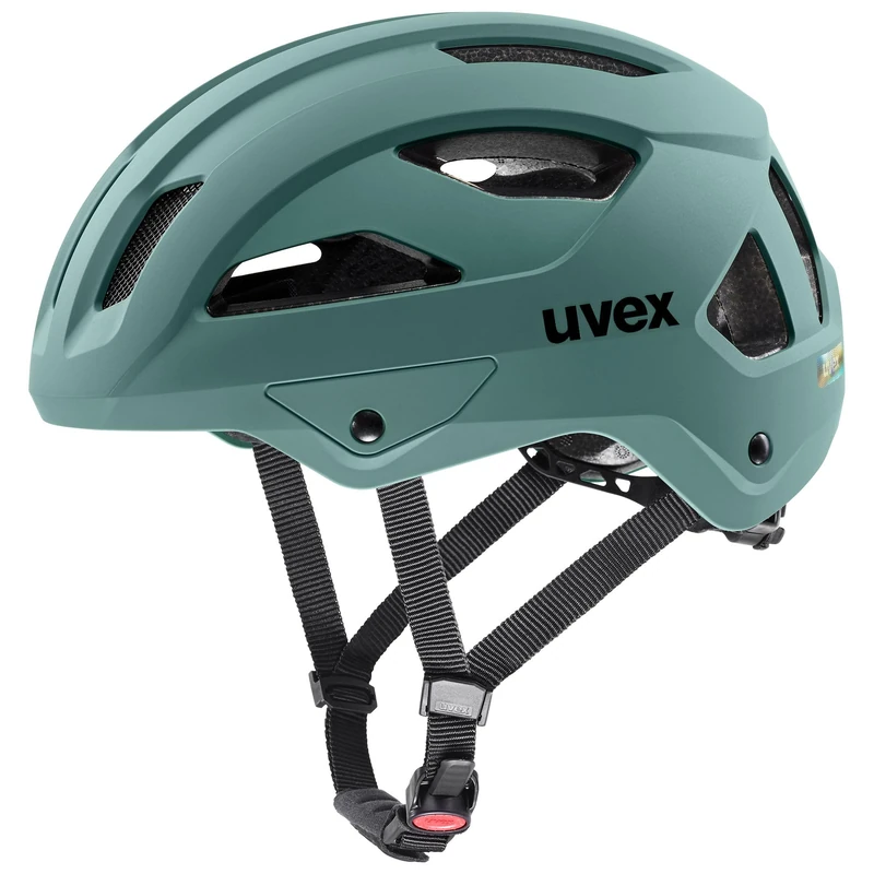 uvex stride - sturdy bike helmet for men and women - individual fit - extendable with plug-in LED & brim - sage green matt - 53-56 cm