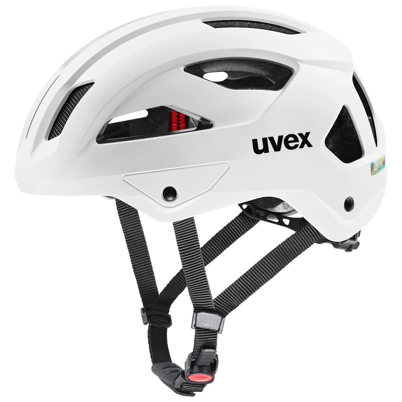 uvex stride - sturdy bike helmet for men and women - individual fit - extendable with plug-in LED & brim - white matt - 53-56 cm
