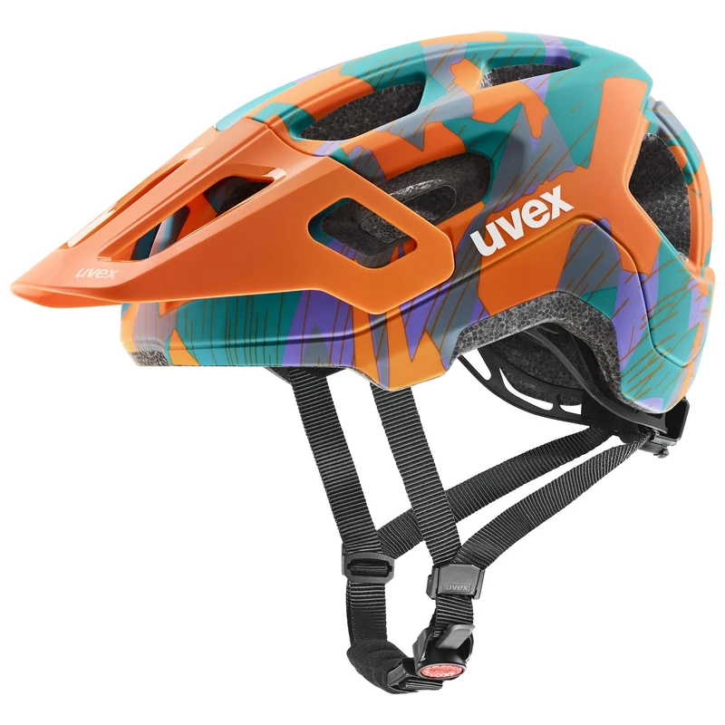 uvex react jr. - lightweight bike helmet for kids - individual fit - washable interior - papaya camo matt - 52-56 cm