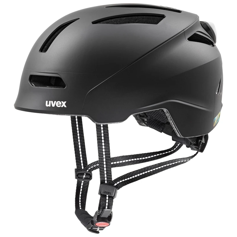 uvex urban planet LED - sturdy bike helmet for men and women - individual fit - incl. LED light - black matt - 54-58 cm