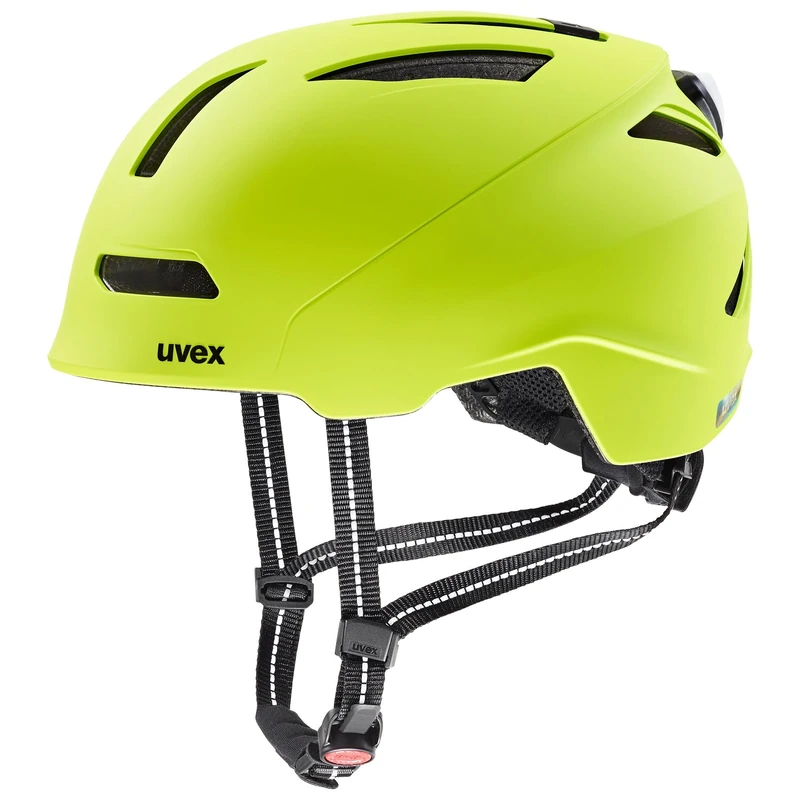 uvex urban planet LED - sturdy bike helmet for men and women - individual fit - incl. LED light - lime matt - 54-58 cm - Image 1