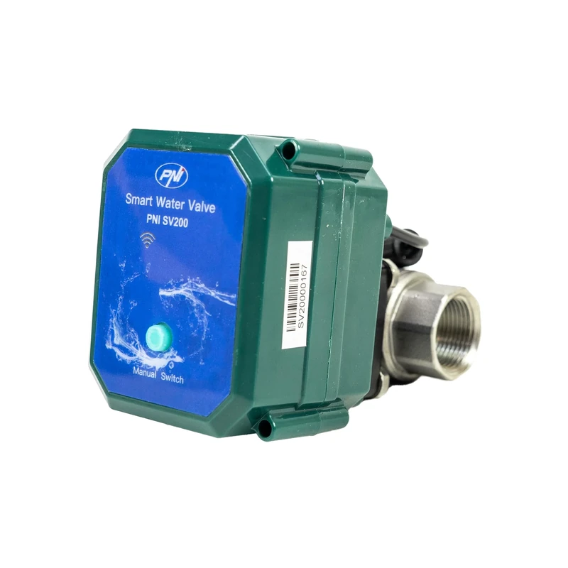 PNI PNI-SV200 SV200 Smart Water Valve, Wi-Fi connectivity, IP65, DN20, 3/4 Tuya Application, Compatible with Amazon Alexa and Google Home, Green