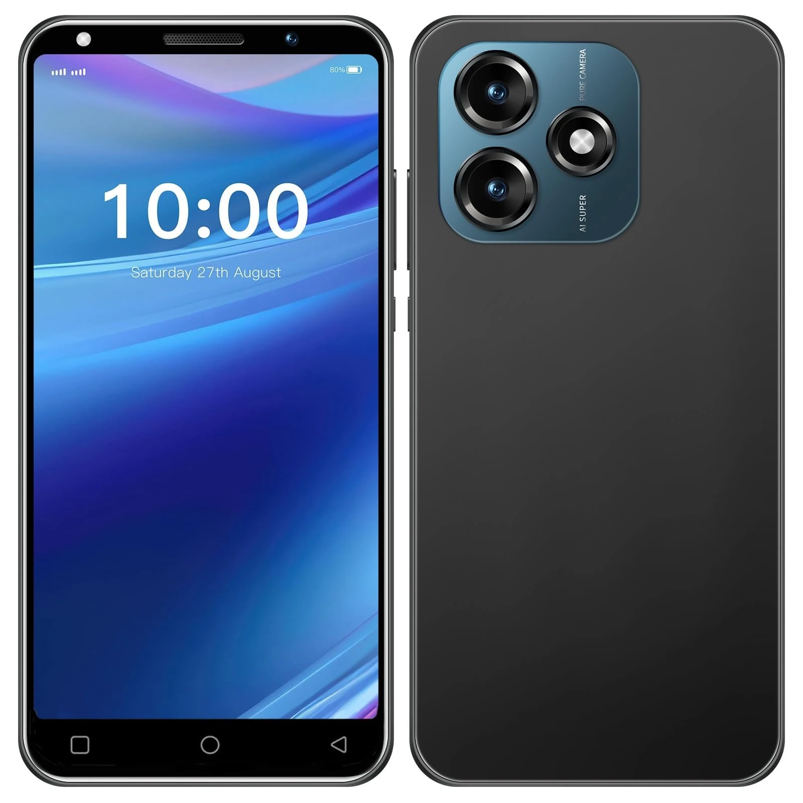 FirstPrz Mobile Phone,5.0 inch HD Screen, 16GB ROMExpandable up to 128GB,Dual SIM Dual Camera,3500mHA Big Battery,Wifi,Bluetooth,FM,Face ID Smartphone (Black)