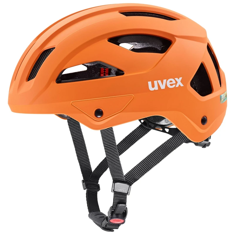 uvex stride - sturdy bike helmet for men and women - individual fit - extendable with plug-in LED & brim - papaya matt - 59-61 cm