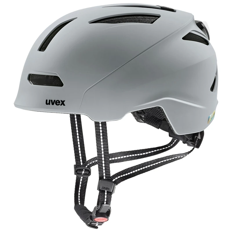 uvex urban planet LED - sturdy bike helmet for men and women - individual fit - incl. LED light - rhino matt - 58-61 cm