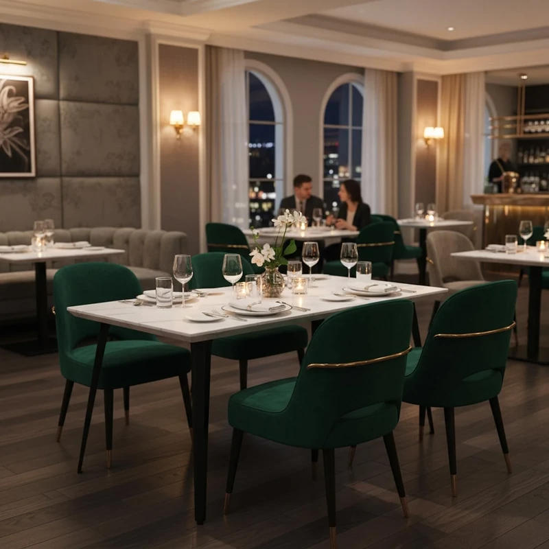 FurnitureR 1-Pack White Marble Restaurant Table, Contemporary Design, MDF Material with Sleek Surface, Ideal for Dining Spaces, Compact Size for Versatile Use, Sturdy Construction