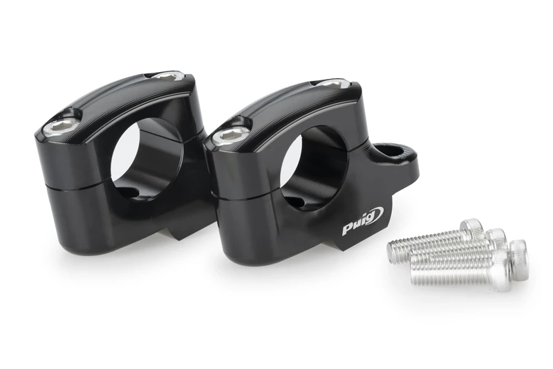 Puig 22180N Pullback Risers, raise and bring the handlebar closer to improve ergonomics, comfort, and maneuverability while riding, Black