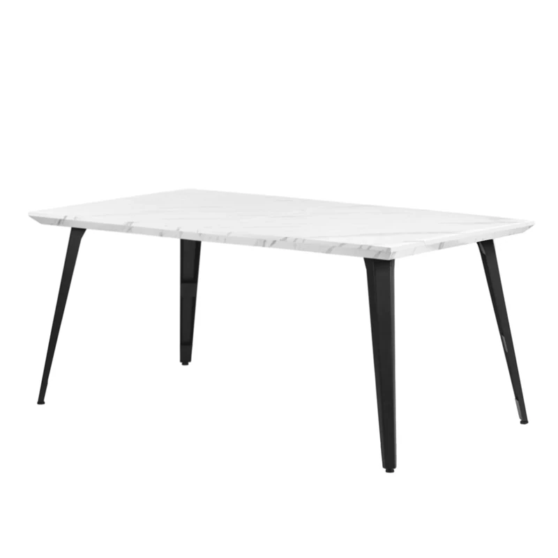FurnitureR White Marble Training Table, Modern Minimalist Design, Durable MDF with Sturdy Construction, Perfect for Training Sessions, Home or Office, Spacious Surface with Sleek Aesthetic