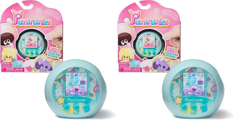 Punirunes, Interactive Digital Toy with 55 Squishy Characters Inside, Reacts to Touch, Full-Colour Display, Kids’ Toys for Girls & Boys Aged 5 and up (Pack of 2)