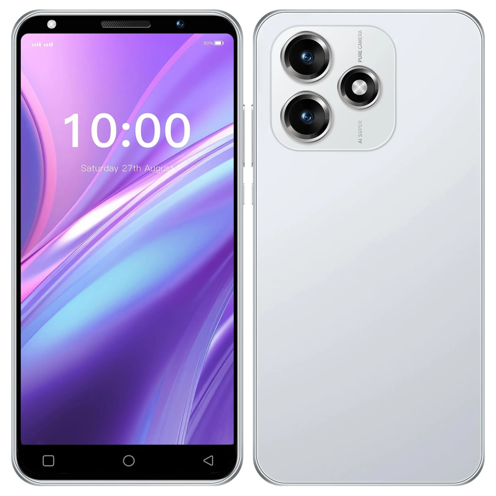 FirstPrz Mobile Phone,5.0 inch HD Screen, 16GB ROMExpandable up to 128GB,Dual SIM Dual Camera,3500mHA Big Battery,Wifi,Bluetooth,FM,Face ID Smartphone (White)