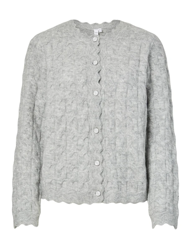 Y.A.S Yasbubera Ls Knit Cardigan S Noos, Light Grey Heather, L, Women's