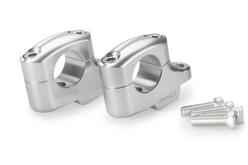 Puig 22180P Pullback Risers, raise and bring the handlebar closer to improve ergonomics, comfort, and maneuverability while riding, Silver