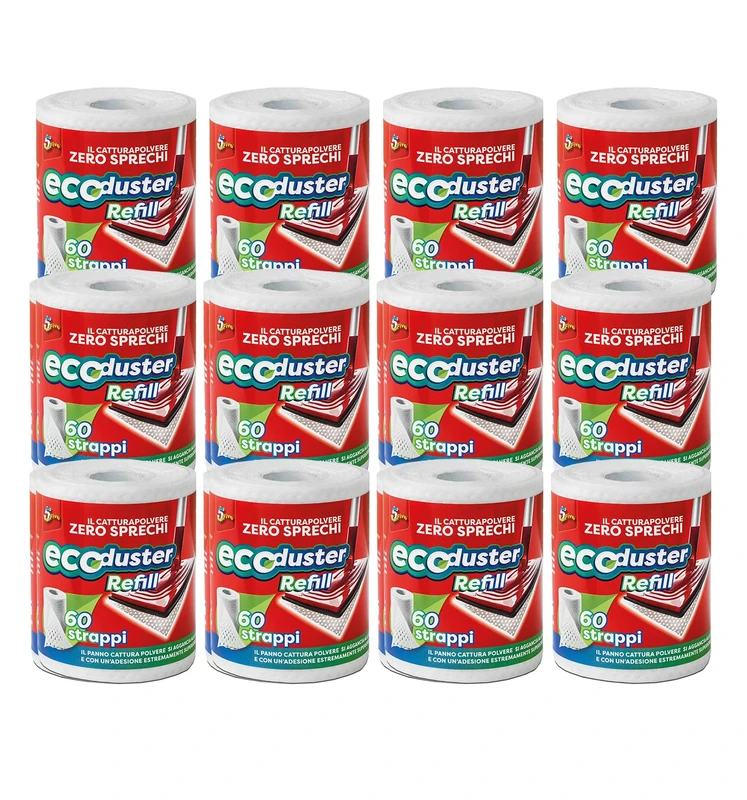 SUPERFIVE, Ecoduster Refill, Replacement Dust Catcher in Roll, Dust Catch Cloth, Roll of 60 Tears, 12 Pack
