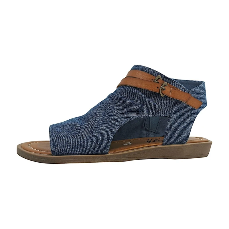 Blowfish Malibu Women's Denver Flat Sandals, Denim Blue, Medium Fit, UK 4