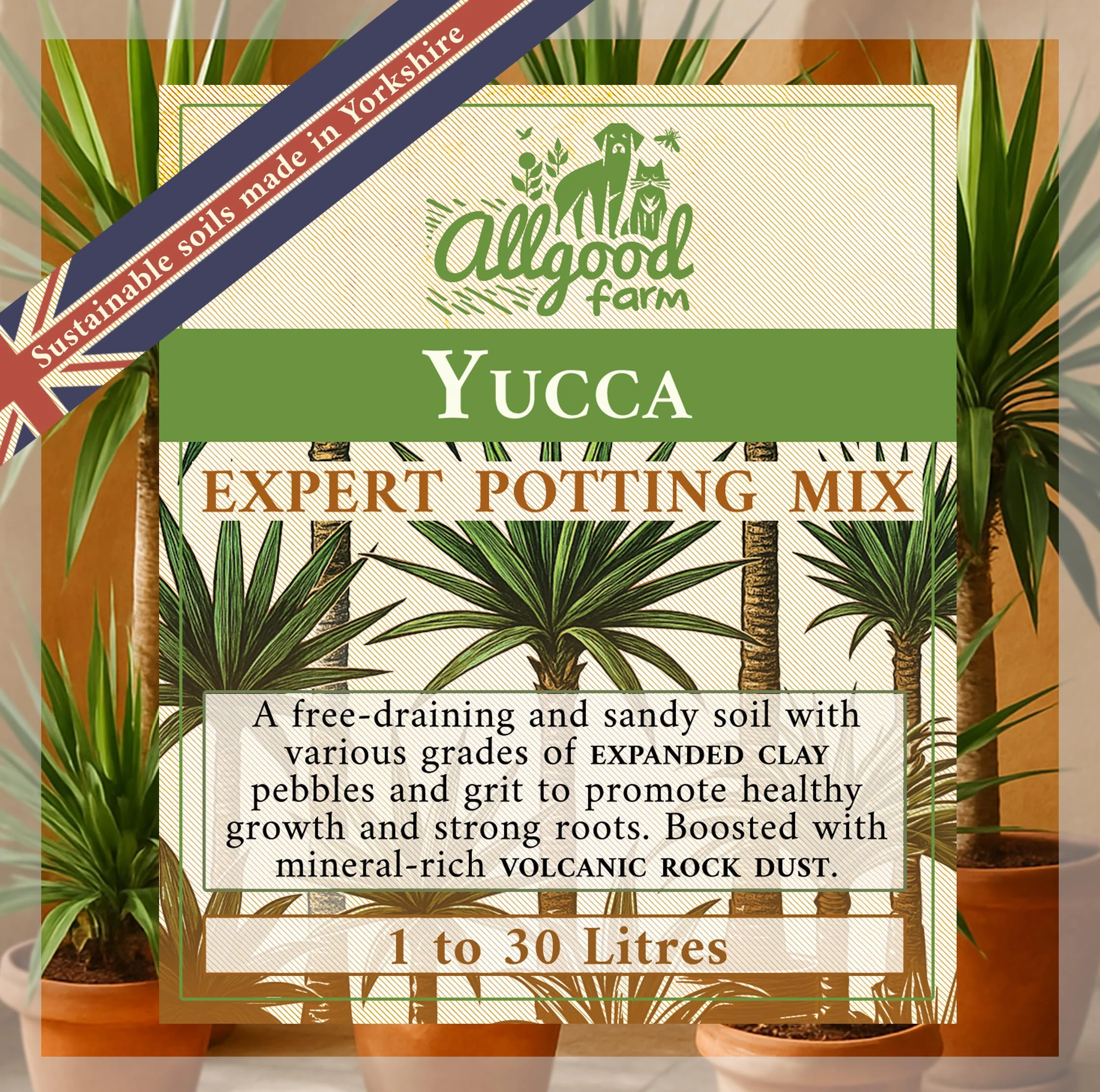 Allgood Farm Yucca Soil - Indoor Yucca Expert Potting Soil Mix (15 Litres)