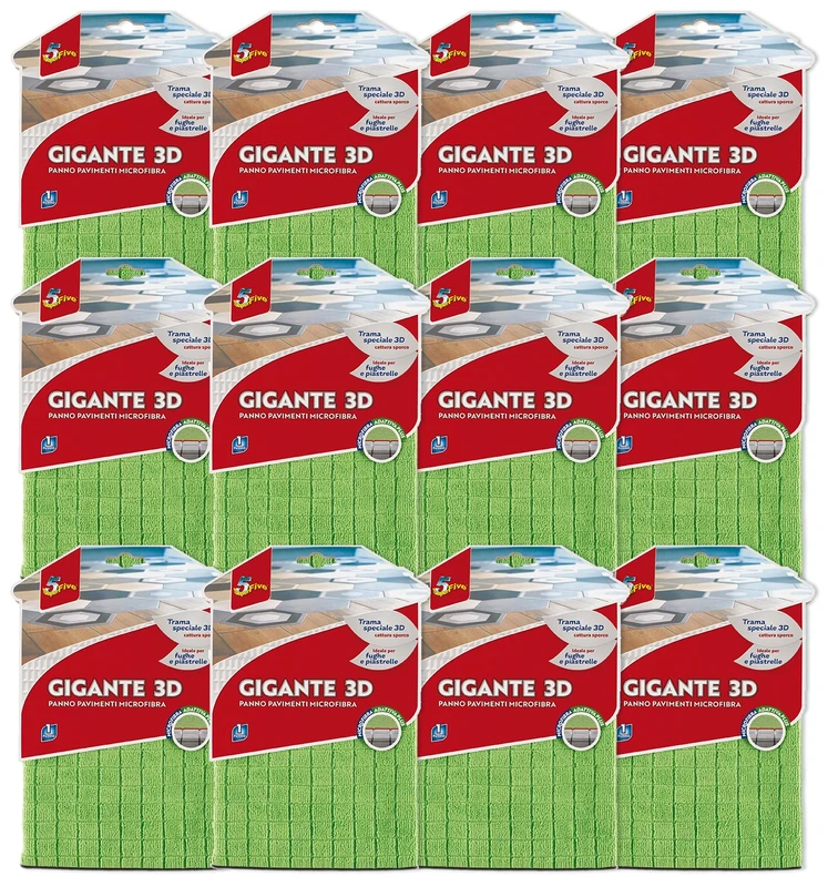 SUPERFIVE, 12 x 3D Microfibre Floor Cloth with Three-Dimensional Weft - Ideal for Grouting (6 Blue and 6 Green)