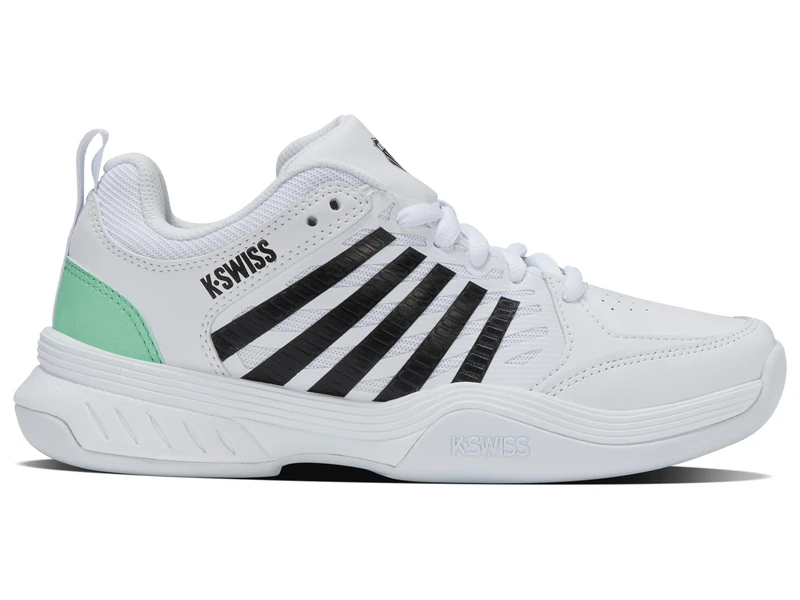 K-Swiss Tennis Women's Court Express 2 Carpet Tennis Shoes, White/Neon Mint/Black, 3