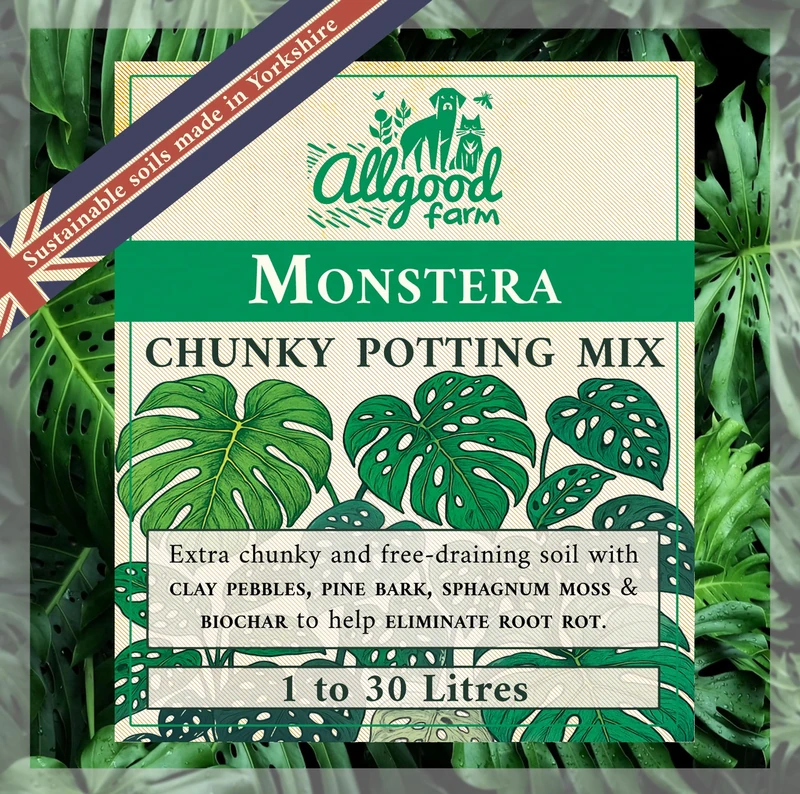 Allgood Farm Monstera Soil - Chunky Aroid Potting Soil Mix for Swiss Cheese Plant, Deliciosa, Albo (2x15 Litres)