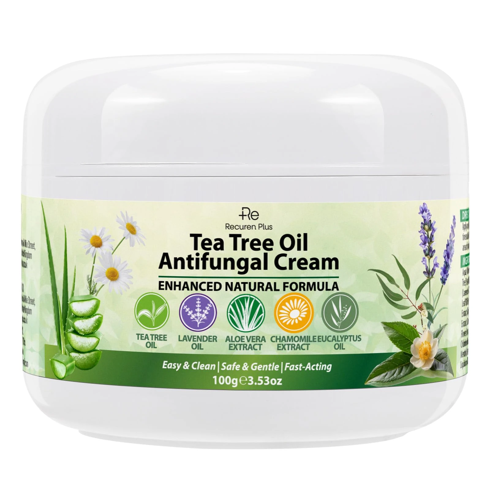 Tea Tree Oil Antifungal Cream: Natural Treatment for Athlete's Foot, Jock Itch, Ringworm, Eczema, and Tinea Versicolor, Soothing & Hydrating Formula, 100g