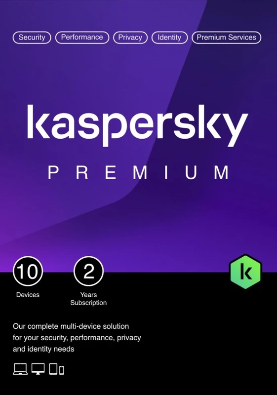 Kaspersky Premium Total Security 2026 | 10 Devices | 2 Years | Anti-Phishing and Firewall | Unlimited VPN | Password | Parental Controls | 24/7 Support | PC/Mac/Mobile | Activation Code by Post