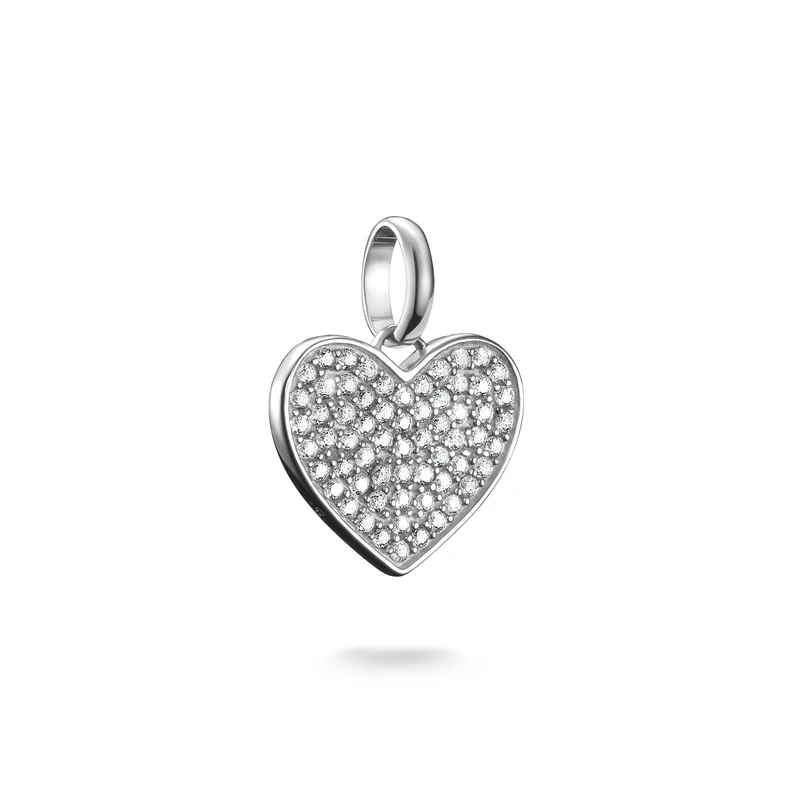 Thomas Sabo Connect Charm Pendant Pav Heart 925 Sterling Silver Cc1277-051-14