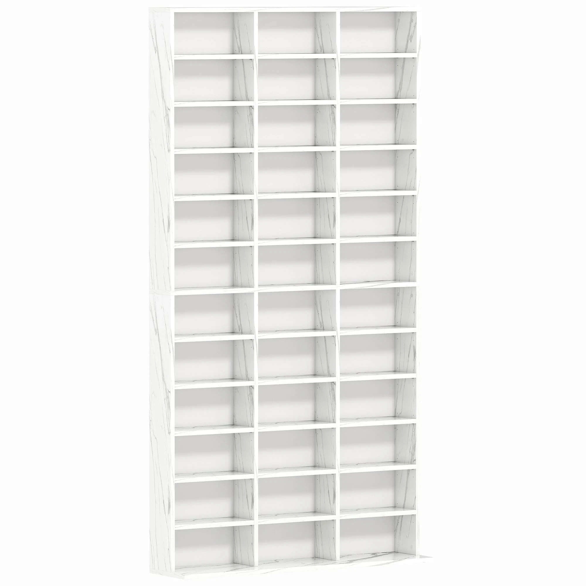 HOMCOM 1116 CD/ 528 DVD Storage Unit, Media Storage Shelf, Wooden Display Unit with Adjustable Shelves, 102 x 195 cm, Marble Effect