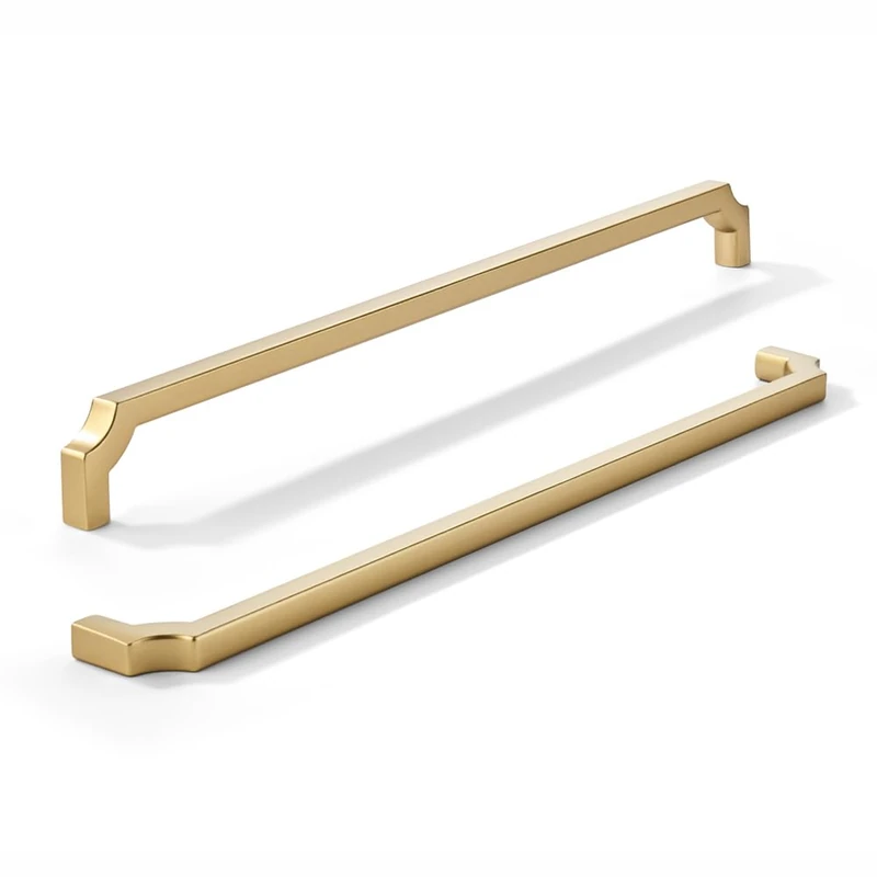 khtumeware 3-Pack 12 Inch Square Brushed Gold Appliance Cabinet Pulls, Solid Satin Gold Zinc Alloy Heavy-Duty Handles for Kitchen/Bathroom Cabinets, Drawers & Cupboards (12 Inch Center to Center)