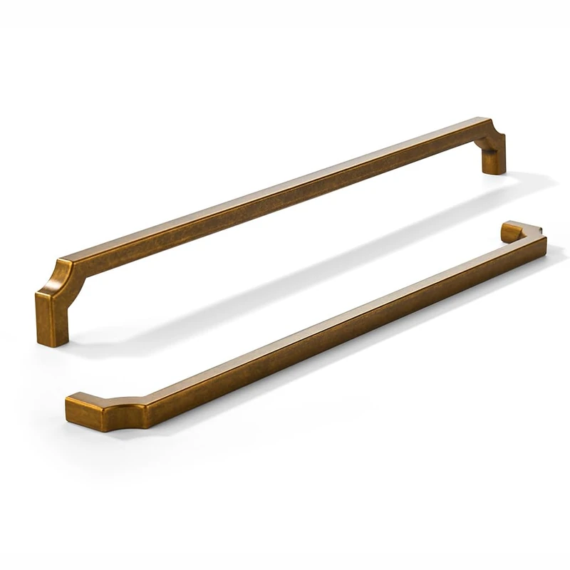 khtumeware 3-Pack 12 Inch Square Antique Brass Appliance Cabinet Pulls, Solid Zinc Alloy Heavy-Duty Handles for Kitchen/Bathroom Cabinets, Drawers & Cupboards (12 Inch Center to Center)