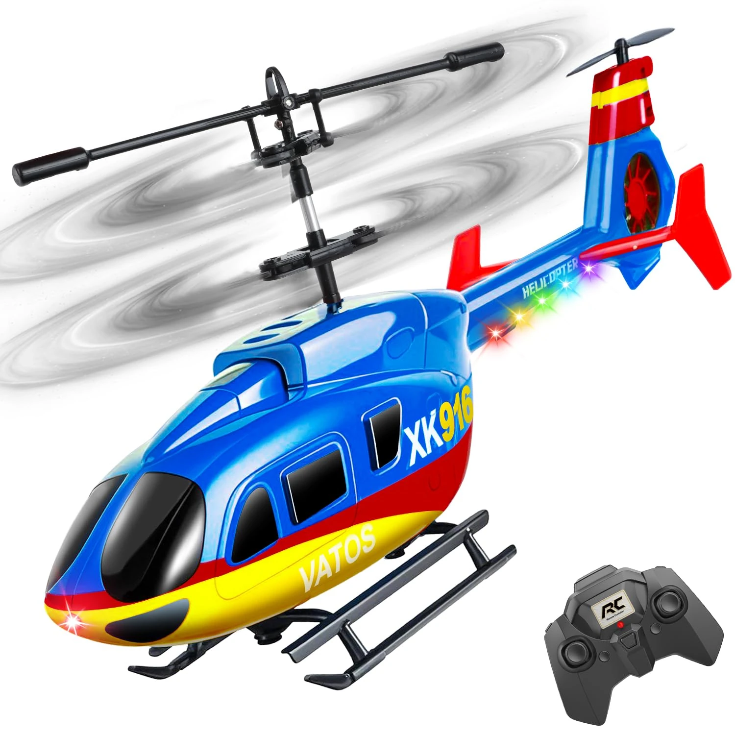 VATOS Remote Control Helicopter, 2.4GHz Altitude Hold Birdy RC Helicopters with Gyro & LED Light,One-Key take-off and landing,3.5 CH Radio Controlled Aircraft Indoor for Kids Adults Beginner age 10+