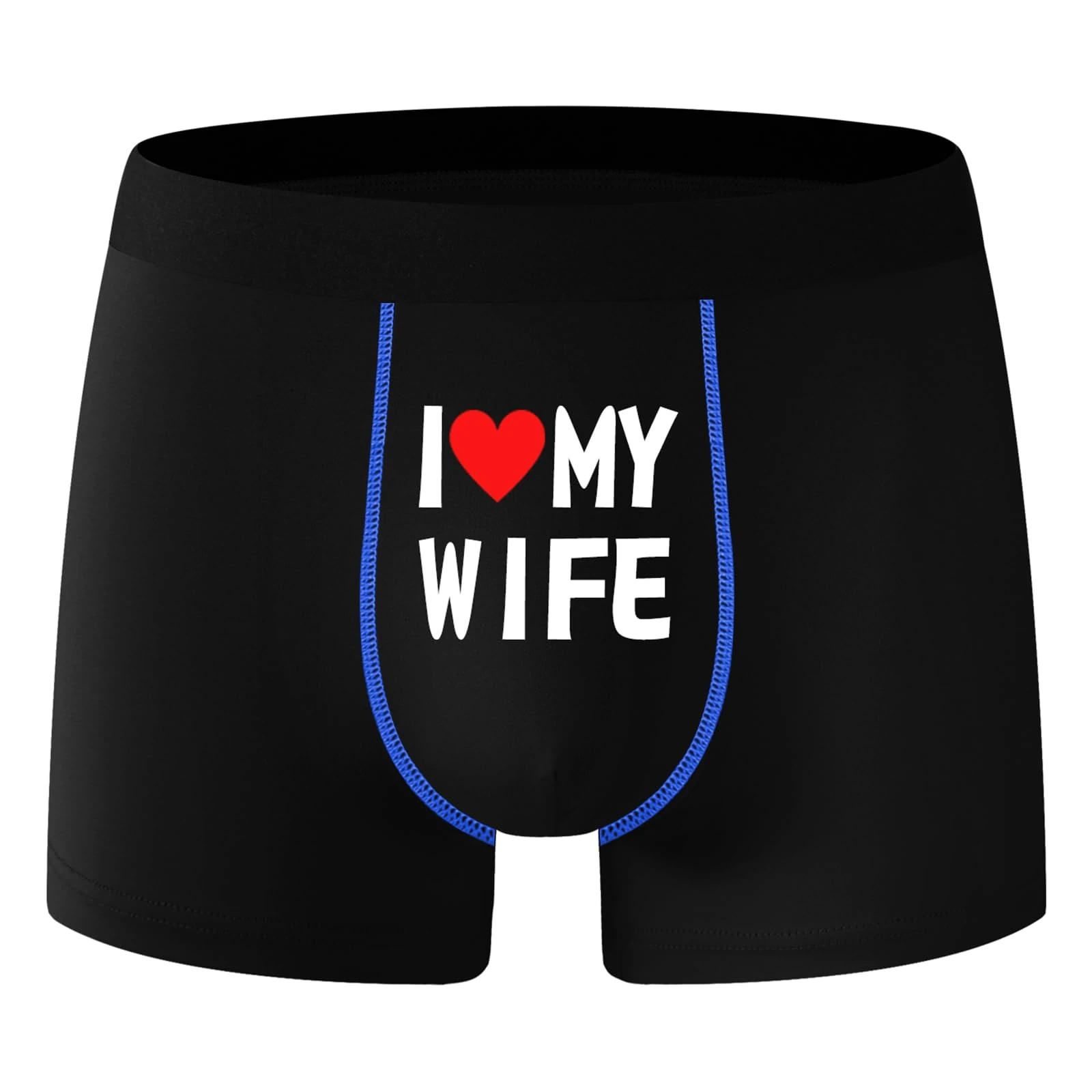 Mens Underwear for Men Novelty Pattern Printing Men's Boxer Briefs Fun Short Mens Briefs Underwear I Love My Wife Funny Gifts, Black, L-XL