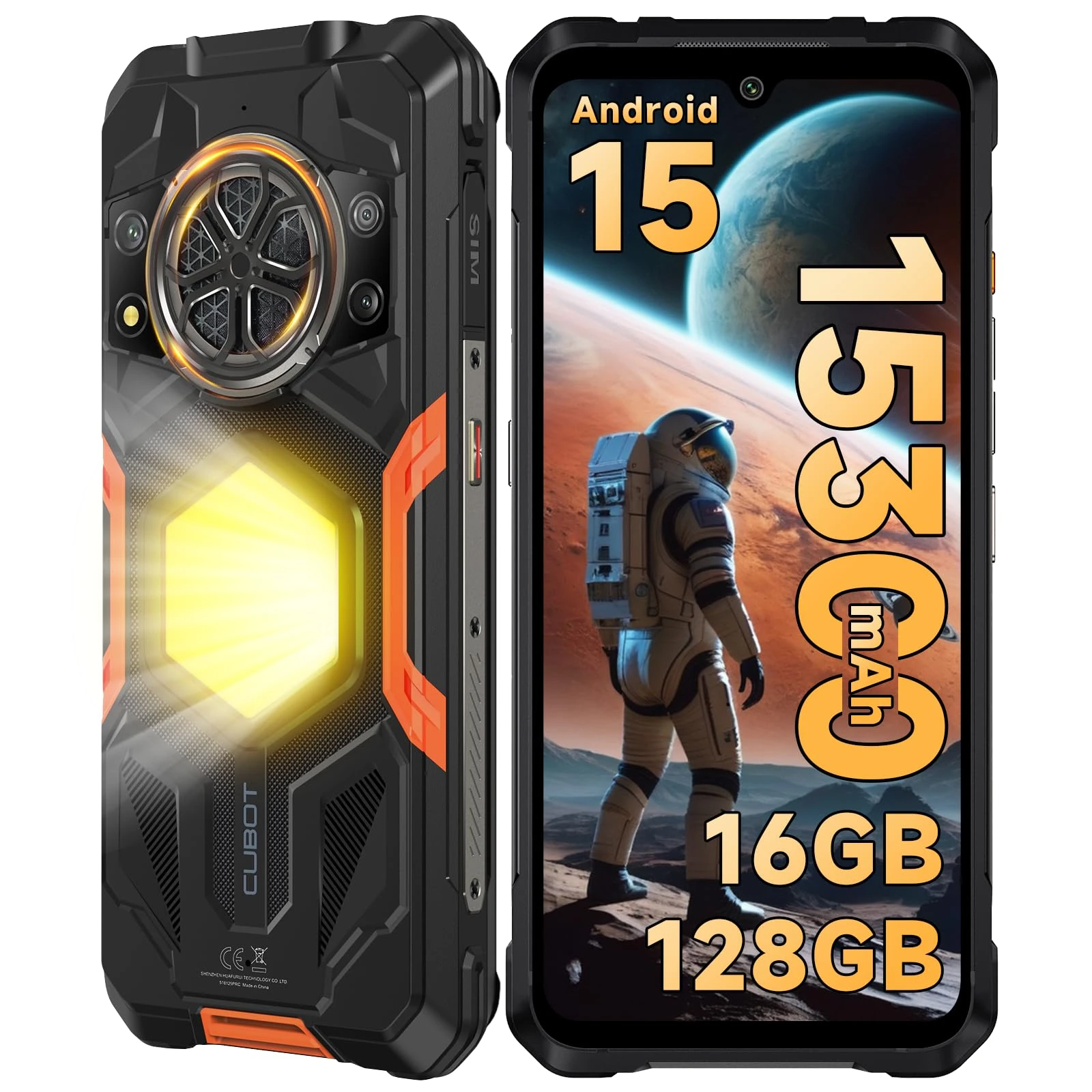 CUBOT Kingkong Power 5 Rugged Smartphone Android 15, 15300mAh/33W, 16GB + 128GB/1TB MTK G100 Rugged Phone, 120Hz 6.88" Screen, 64MP, 1200LM/136dB Speaker/4G Dual SIM-Free Unlocked Phones NFC IP68
