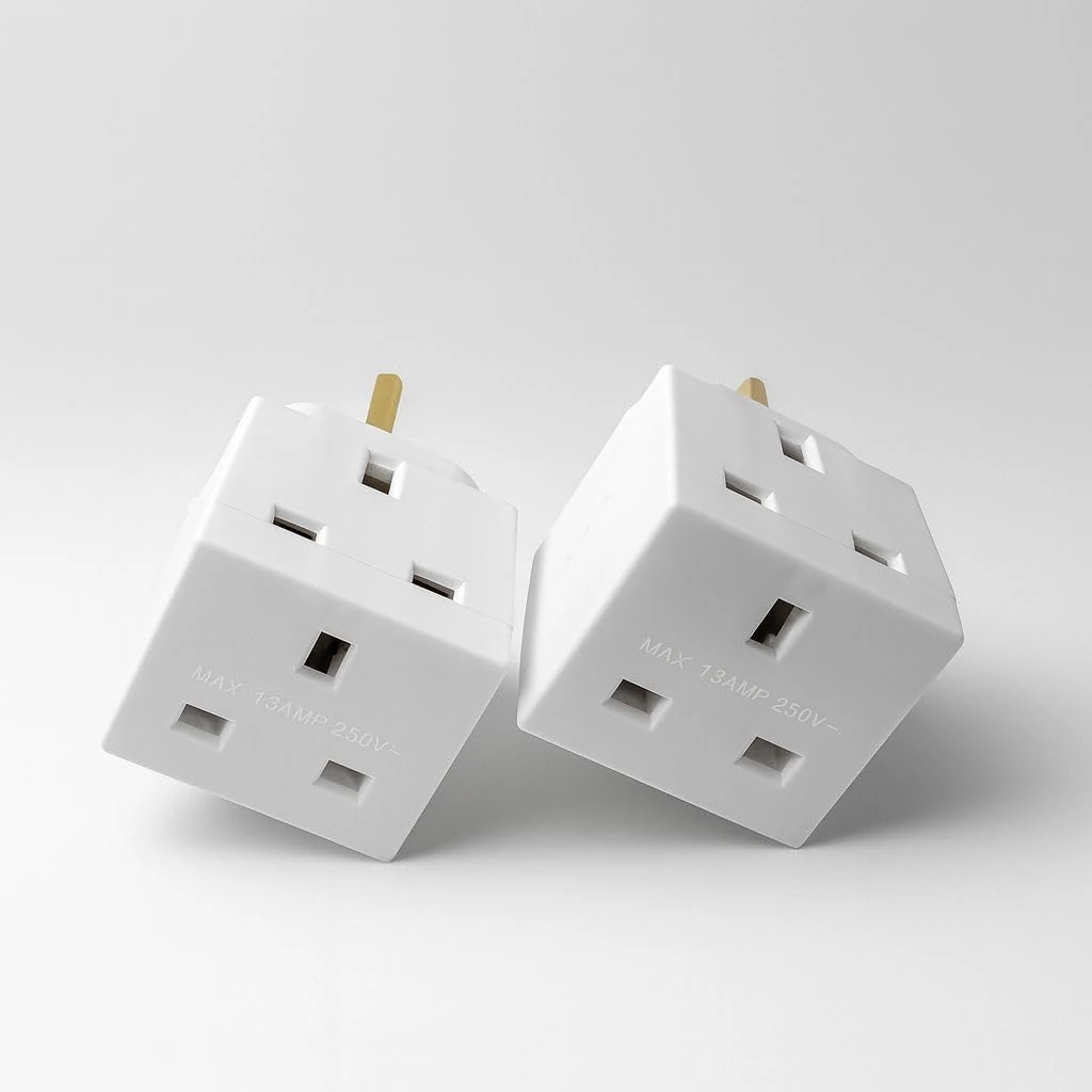 2 Way 3 Pin Power Plug Adaptor Splitter 13A Multi Wall Plug Cube 3 pins Socket Splitter Extension Plug adaptor UK Socket Splitter Block for Kitchen, Home, Office etc (pack of 2)
