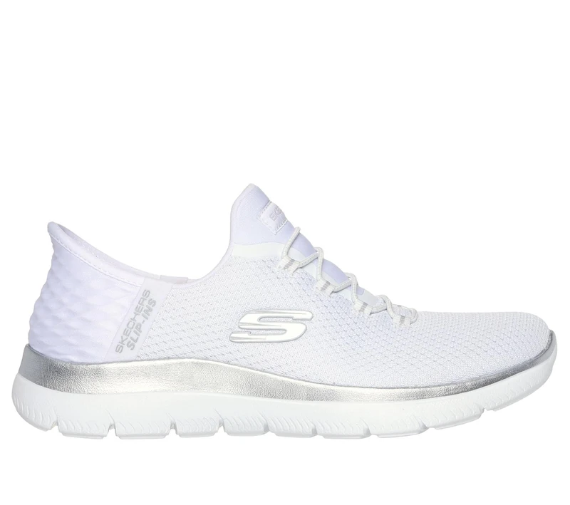 Skechers Women's Summits Diamond Dream Trainers, White Mesh/Silver Trim, 3.5 UK Wide