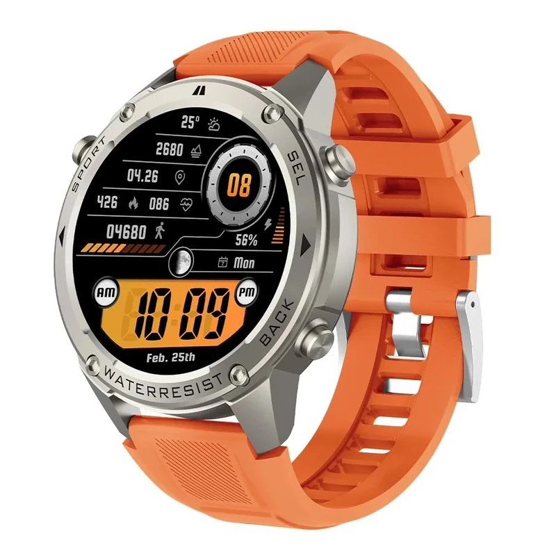 SANAI 2025 GPS Smart Watch Compass Altitude 1.43" Amoled Screen 5ATM Waterproof Men Sport Fitness 500mAh battery Smartwatch (Orange)