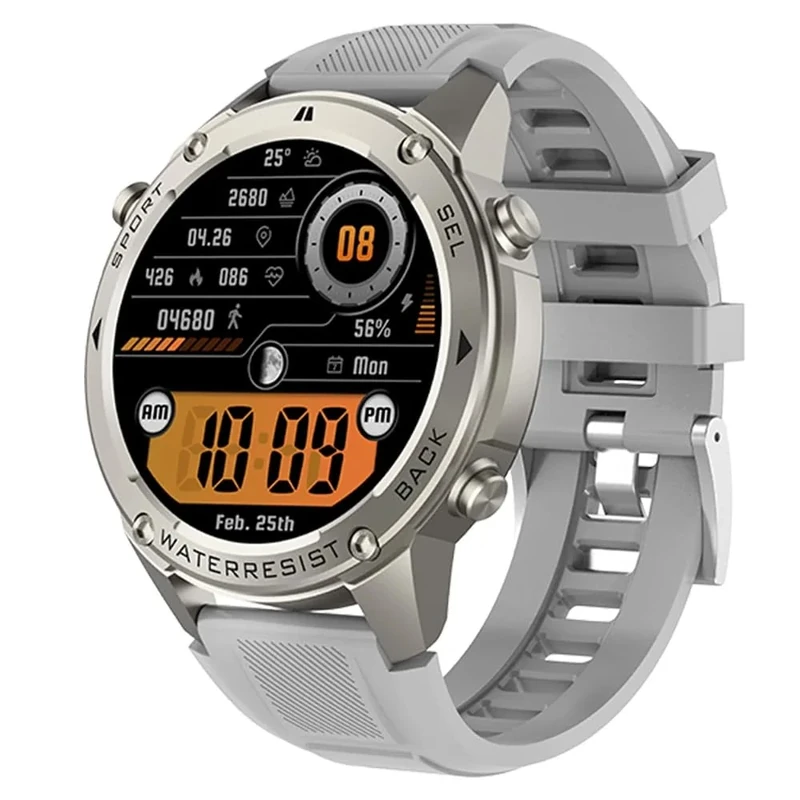 2025 GPS Smart Watch Compass Altitude 1.43" Amoled Screen 5ATM Waterproof Men Sport Fitness 500mAh battery Smartwatch (Gray)